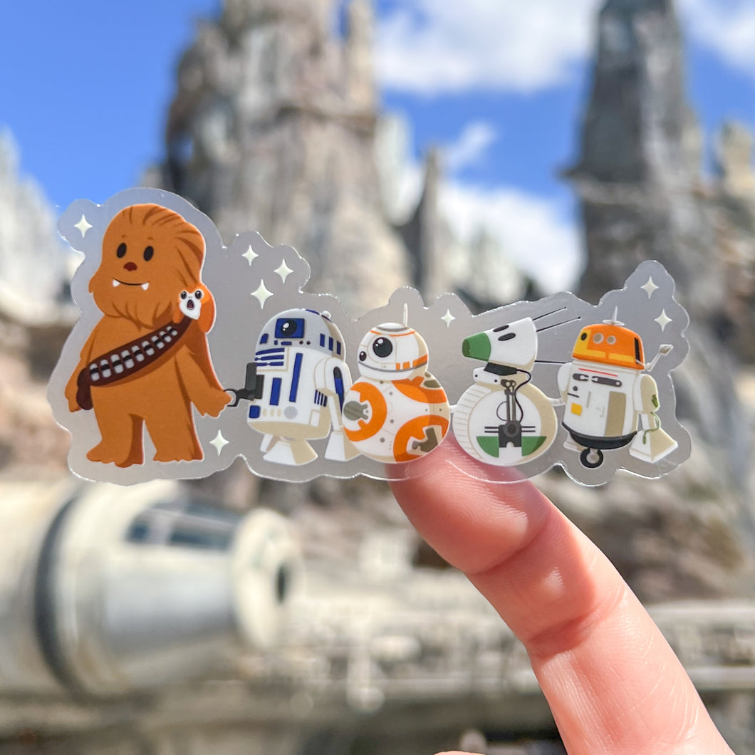 Chewie & Droid Friends Plushie Transparent Sticker