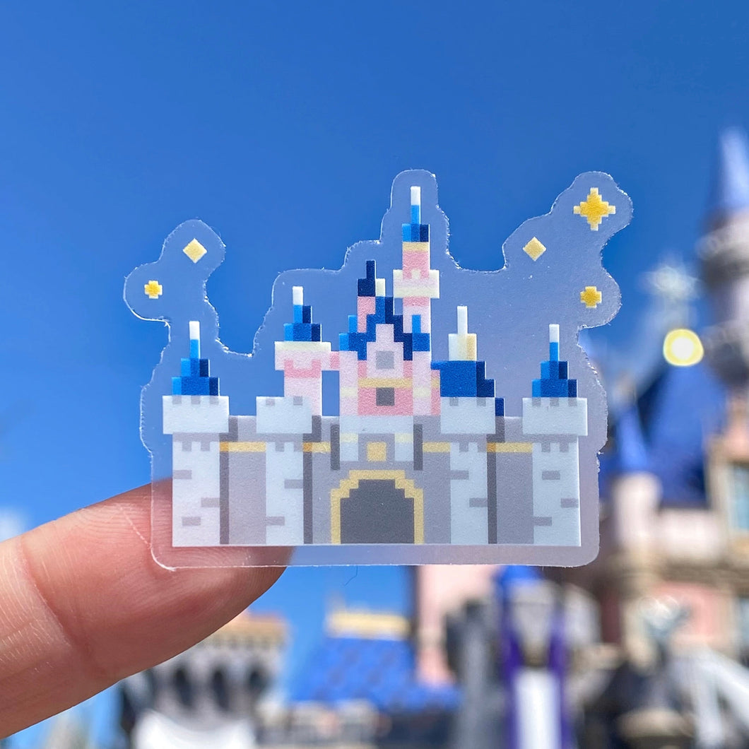 Pixel DLR Castle 8-Bit Transparent Sticker – Wish Upon Magic