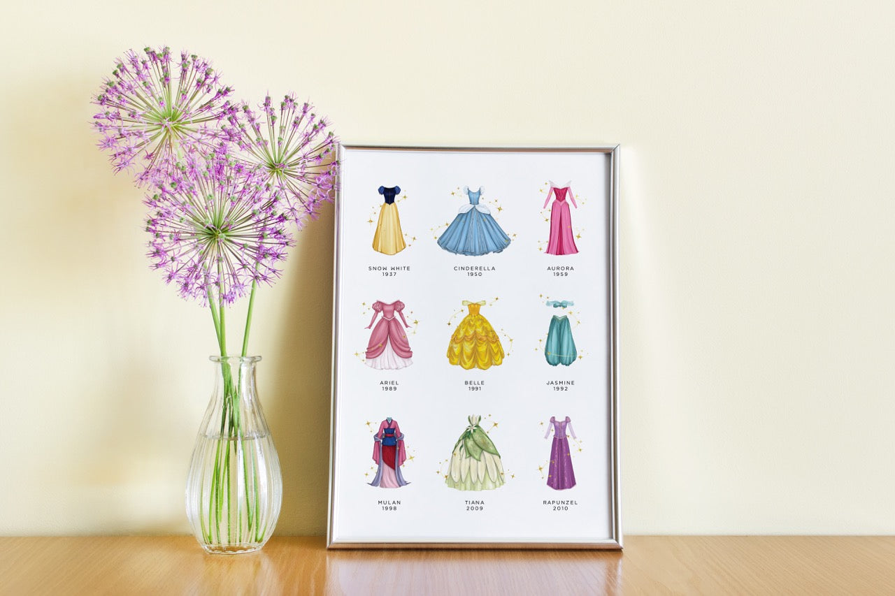 Princess Dress with Golden Sparkles Art Print – Wish Upon Magic