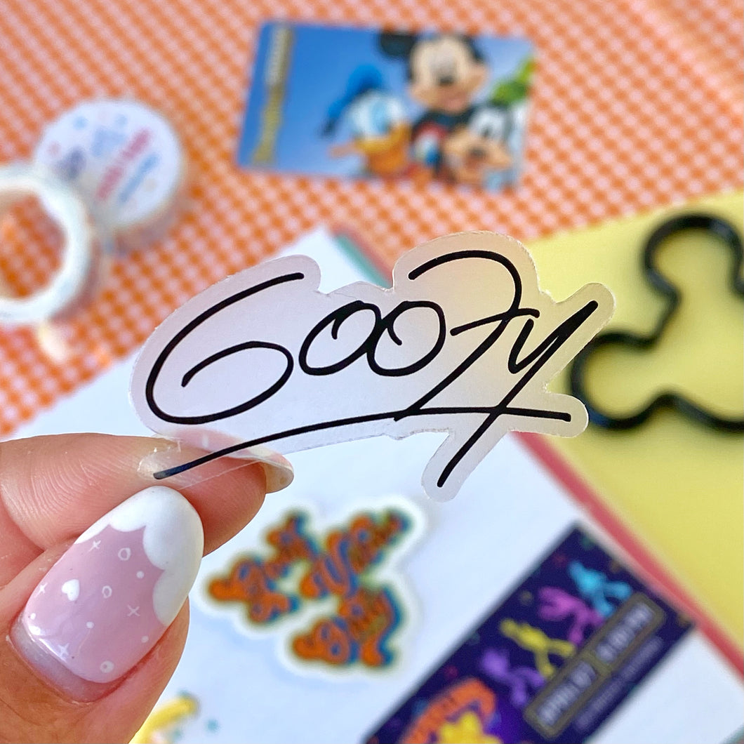 Goofy Autograph Transparent Sticker