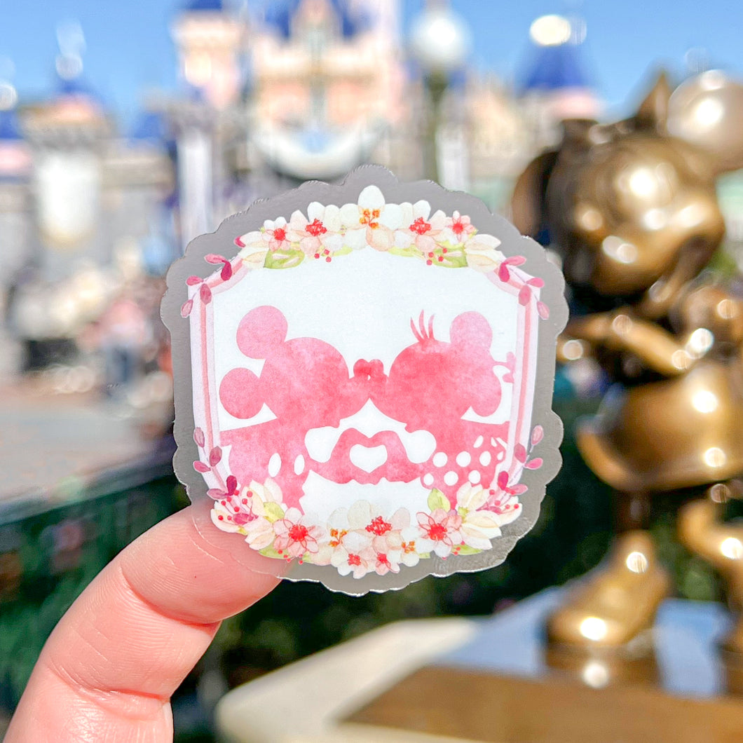 Mouse Sweetheart Floral Crest Transparent Sticker