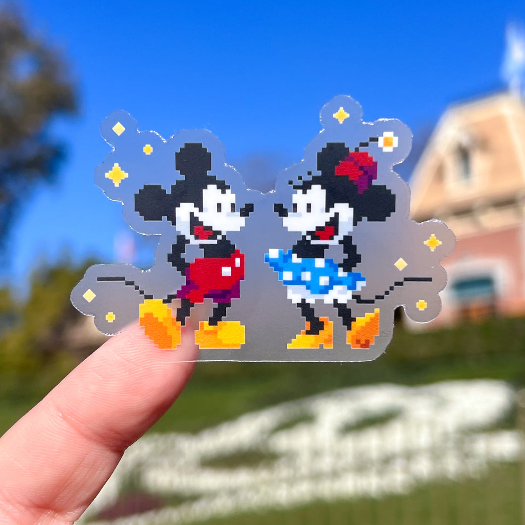 Pixel Mouse Couple 8-Bit Transparent Sticker
