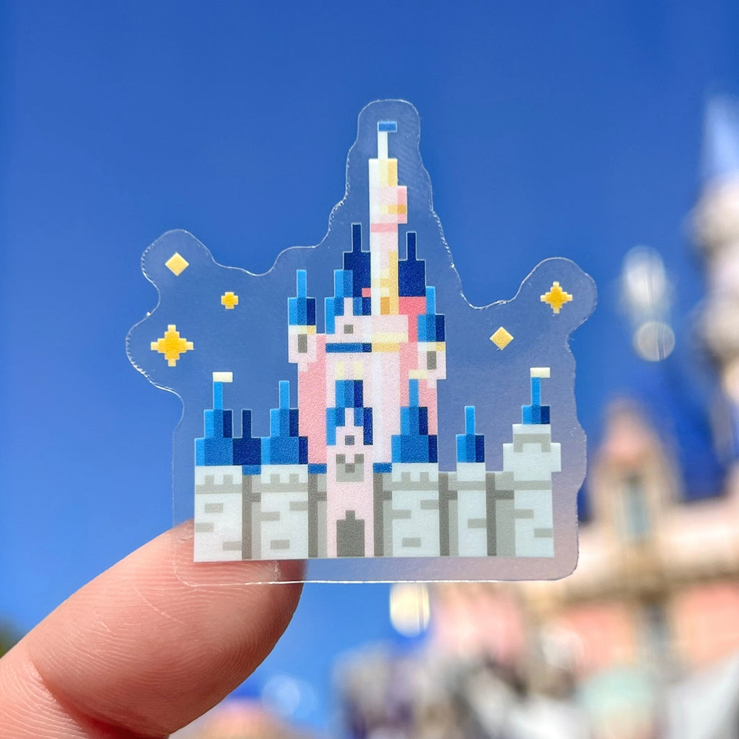 Pixel WDW Castle 8-Bit Transparent Sticker