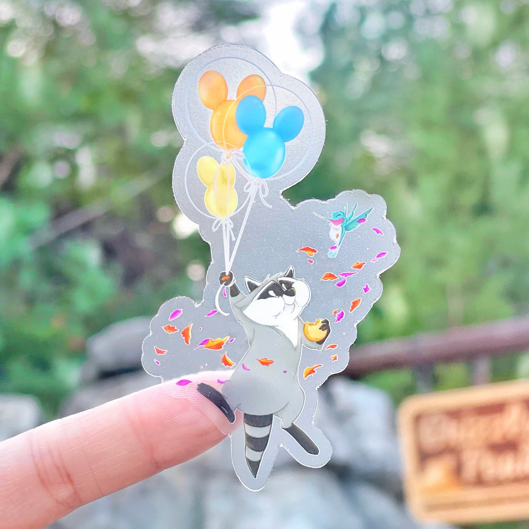 Meeko and Flit Mickey Balloon Transparent Sticker
