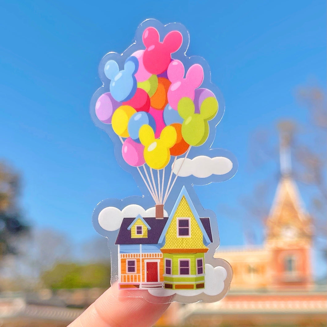 Up House Mickey Balloon Transparent Sticker