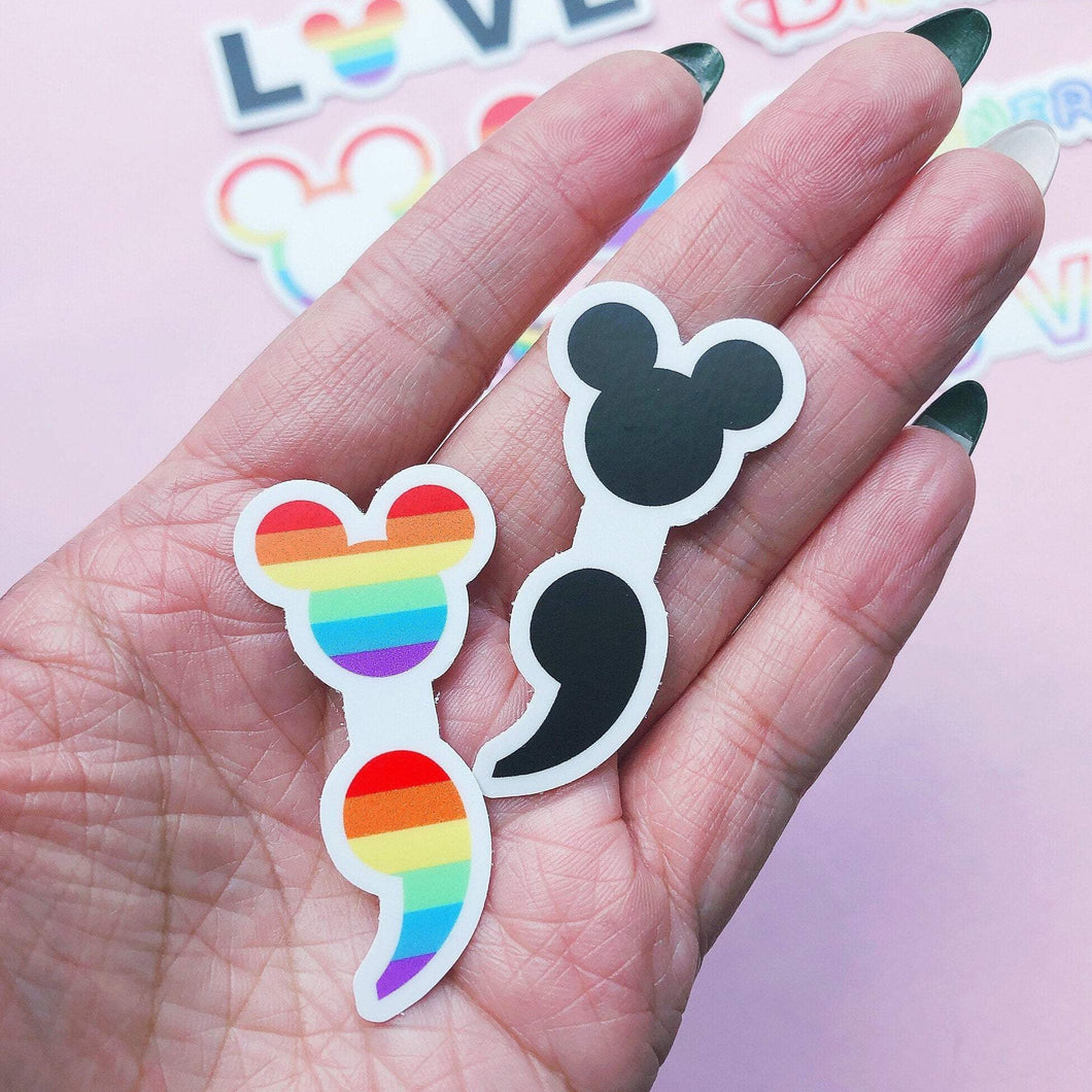 Semicolon Mickey Rainbow Sticker