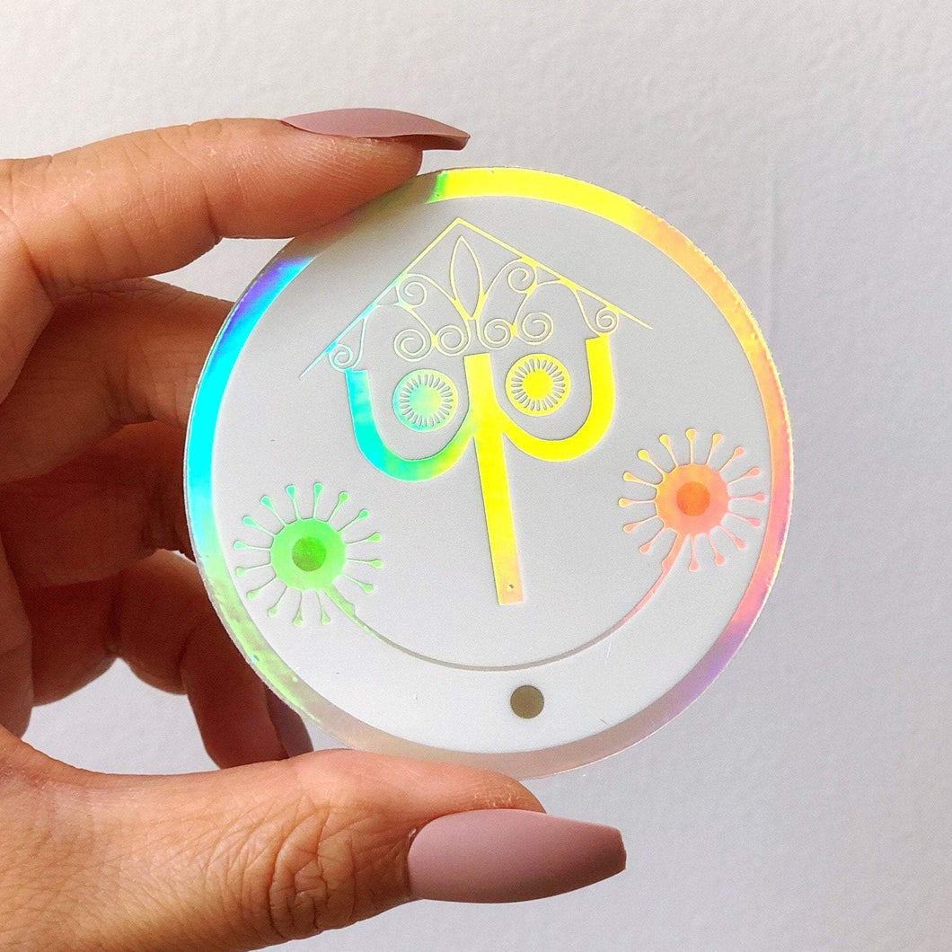 Small World Clock Face Holographic Sticker