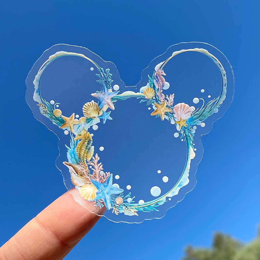 Mermaid Ocean Wreath Transparent Sticker