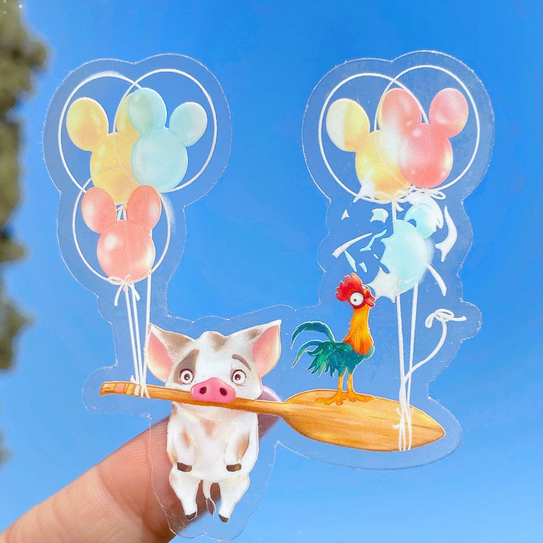 Pua Hei Hei Mickey Balloon Transparent Sticker