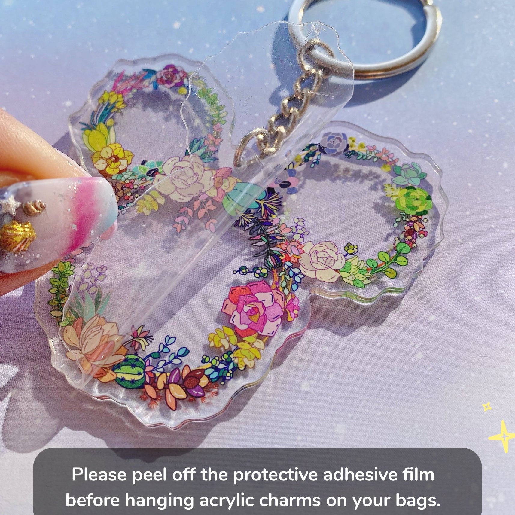 succulent keychain JUMBO Succulent Wreath Acrylic Charm (Limited Edition) – Wish Upon Magic