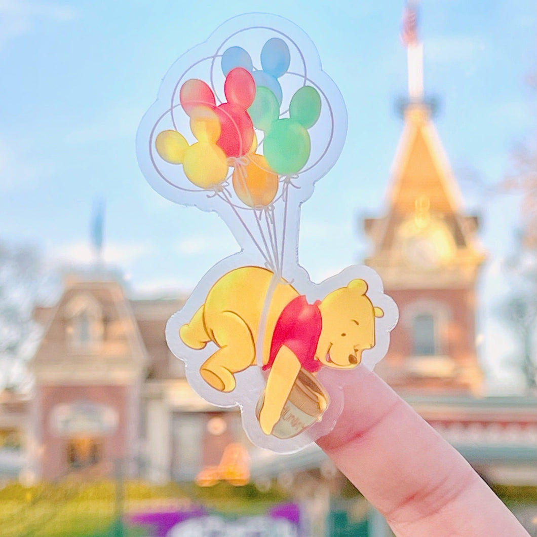 Pooh Mickey Balloon Transparent Sticker