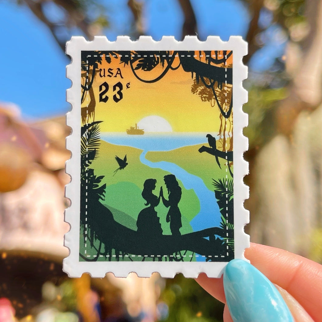 Tarzan & Jane Postage Stamp Sticker