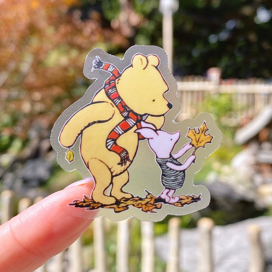 A Blustery Autumn Day Classic Winnie-the-Pooh & Piglet Transparent  Sticker