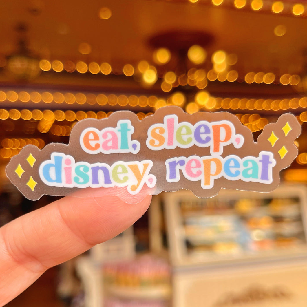 Eat, Sleep, Disney, Repeat Transparent Sticker