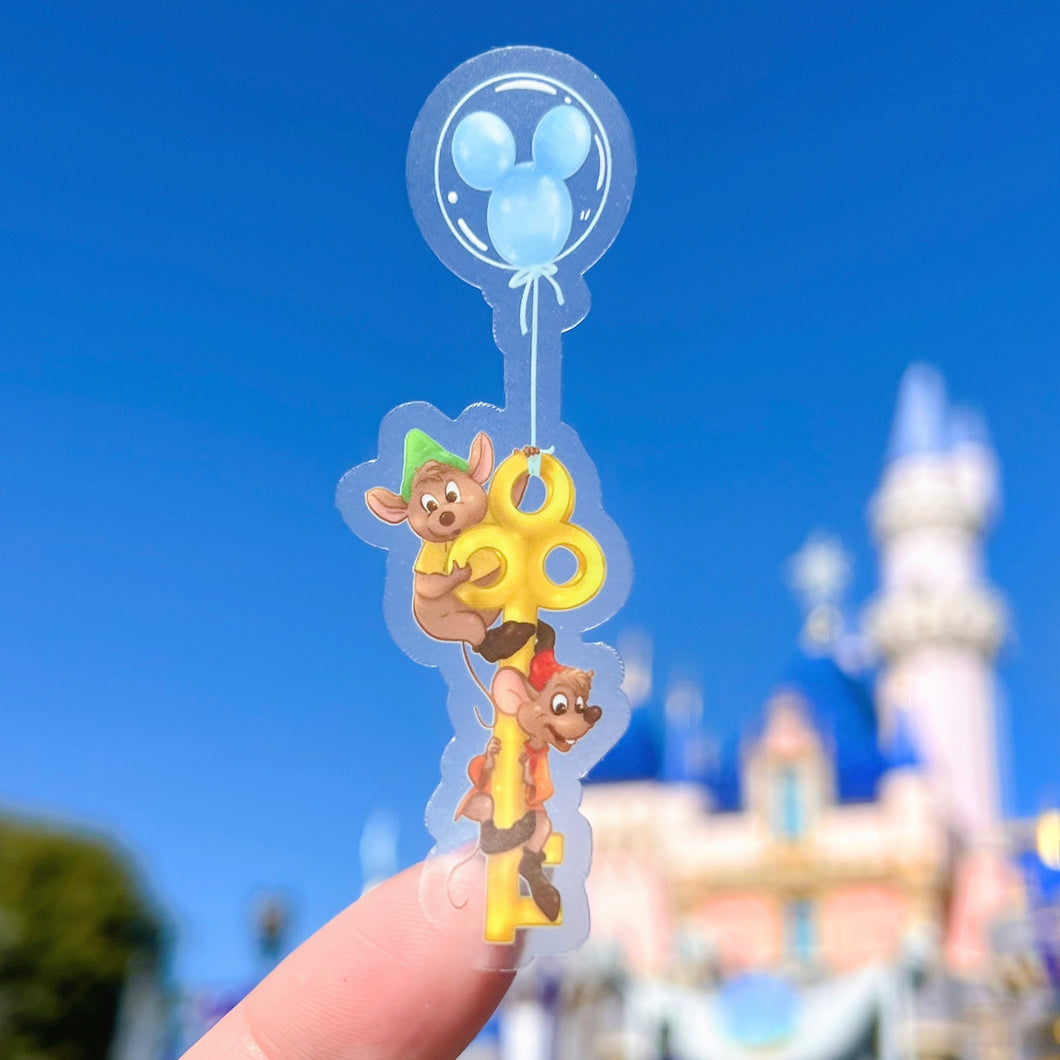 Jaq Jaq and Gus Gus Key Mickey Balloon Transparent Stickers