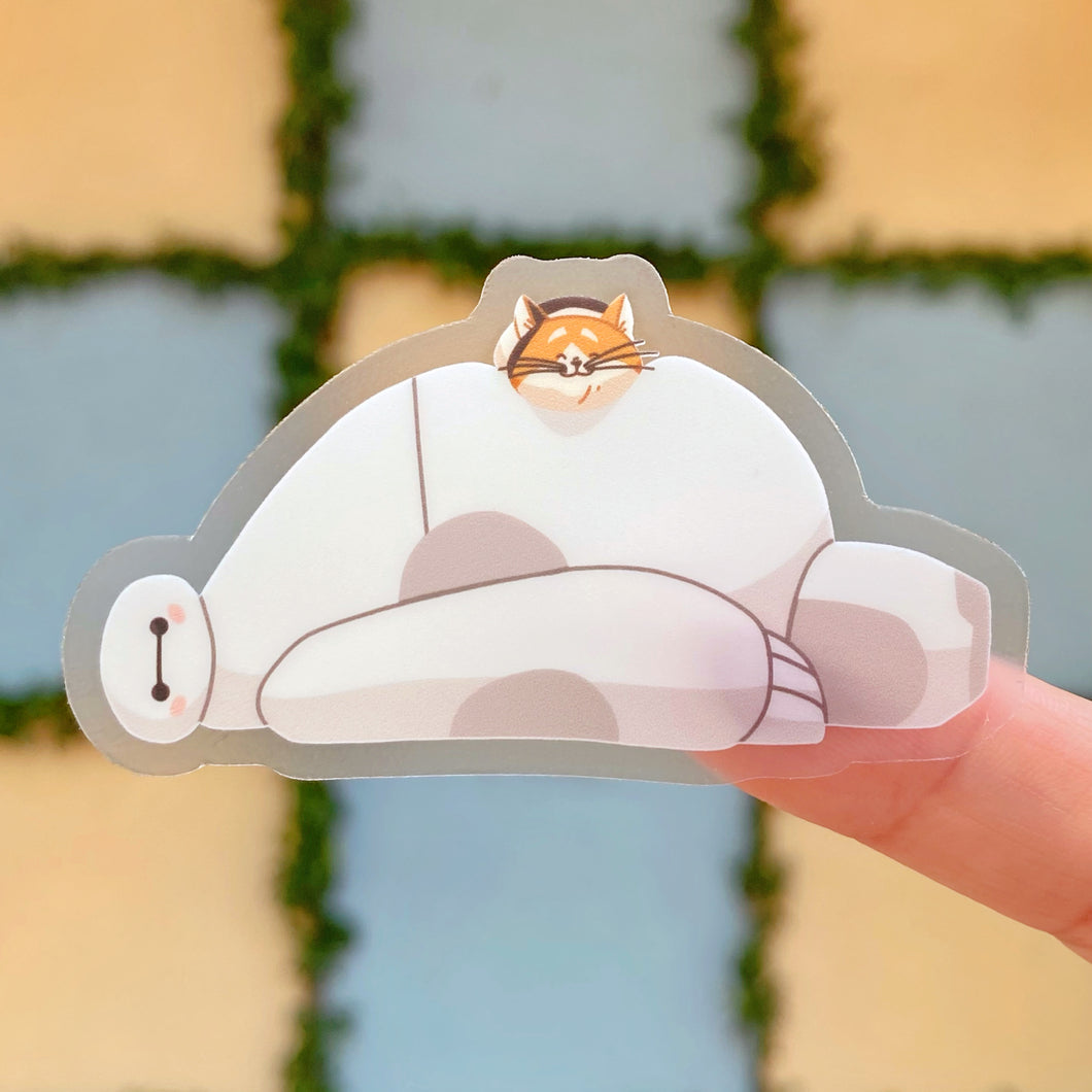Lazy Baymax Sleepy Mochi Transparent Sticker