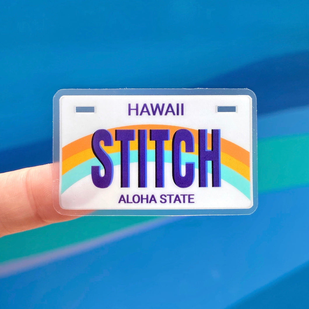 Stitch License Plate Transparent  Sticker