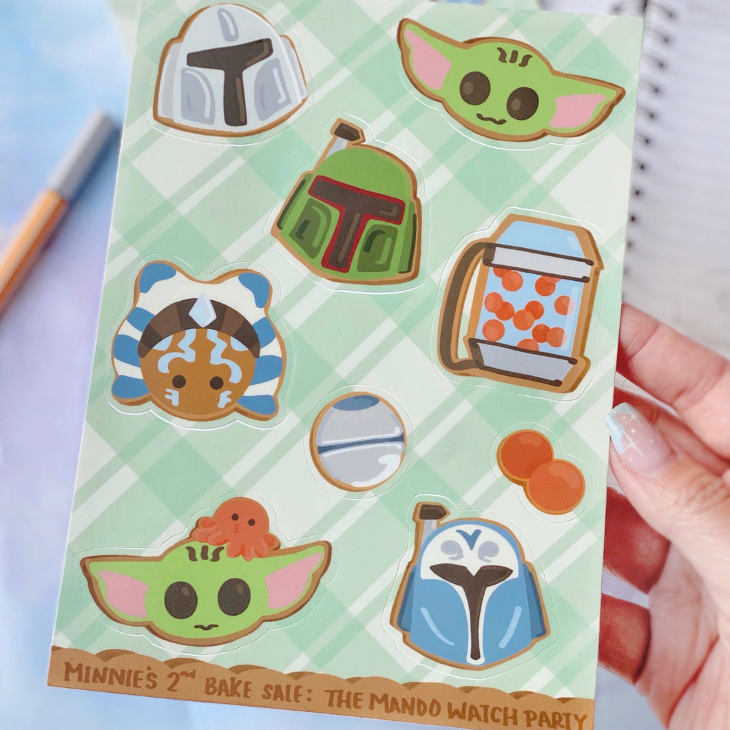 Mandalorian BB Grogu Cookies Star Wars Sticker sheet