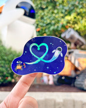 Load image into Gallery viewer, Wall-E &amp; Eve Heart Holographic Sticker
