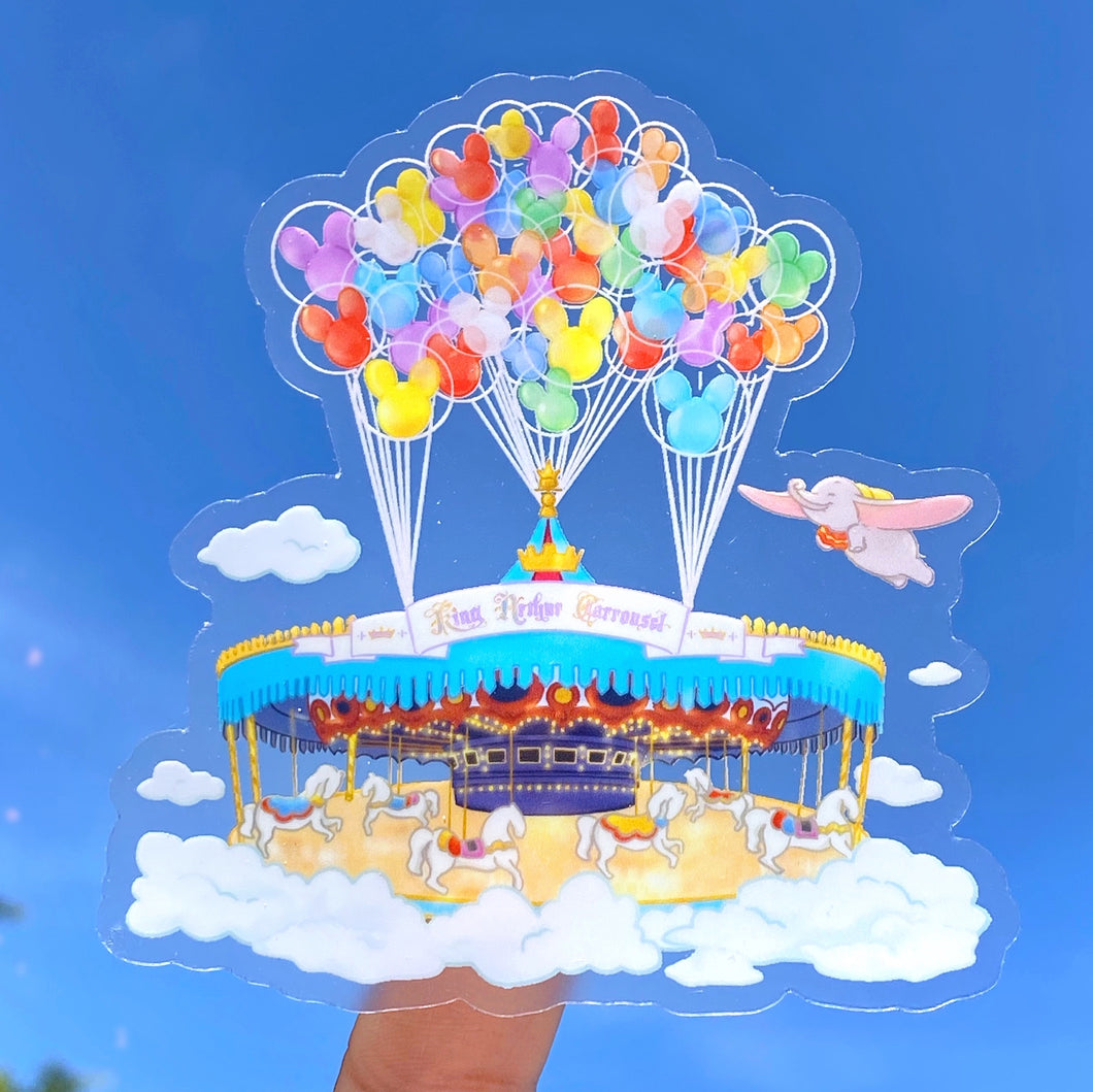 Fantasyland Carousel Mickey Balloons Transparent Sticker
