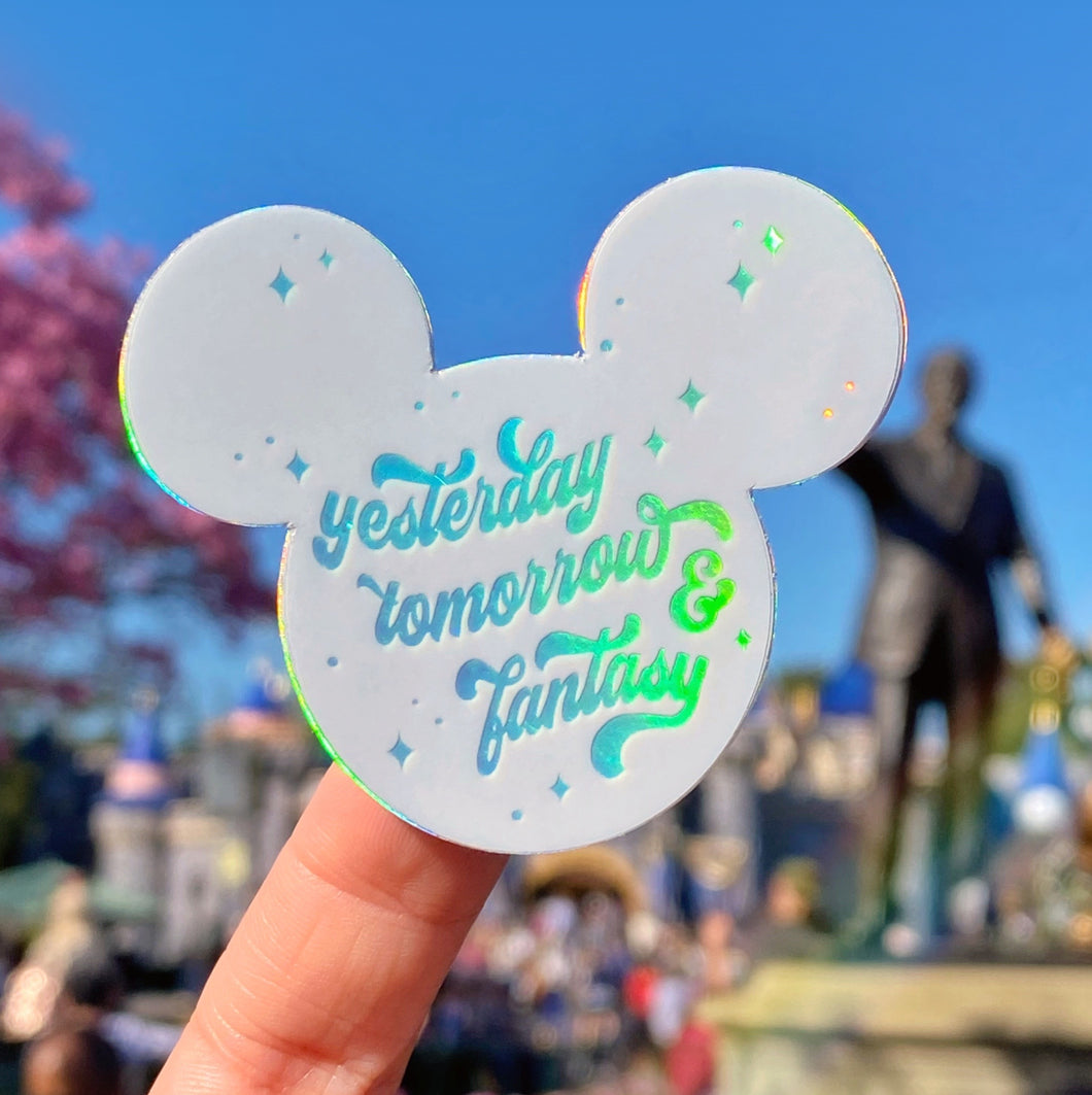 Yesterday, Tomorrow, & Fantasy Mouse Holographic Sticker