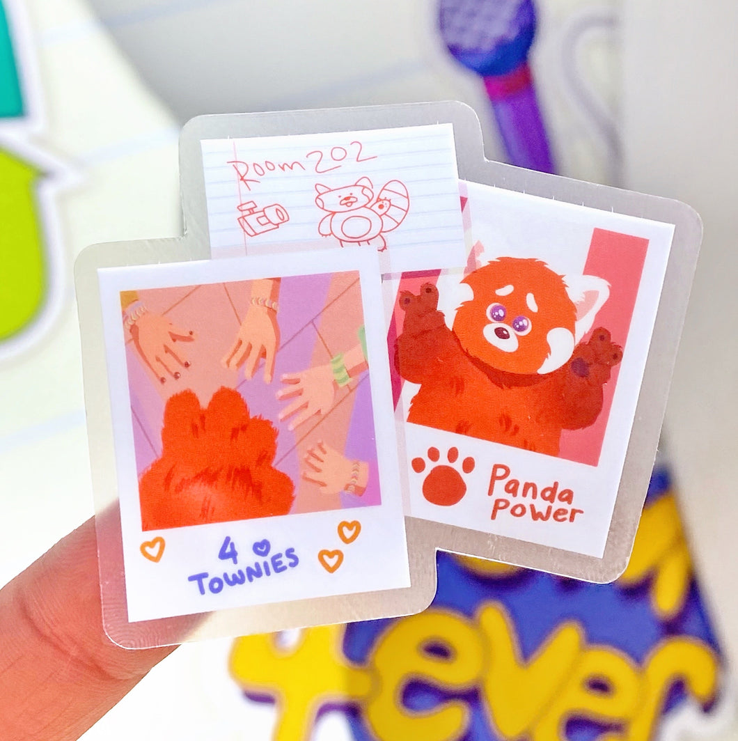 Panda Power Polaroids Transparent Sticker