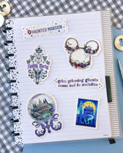 Load image into Gallery viewer, Haunted Mansion Destination Drop Pin Transparent Sticker

