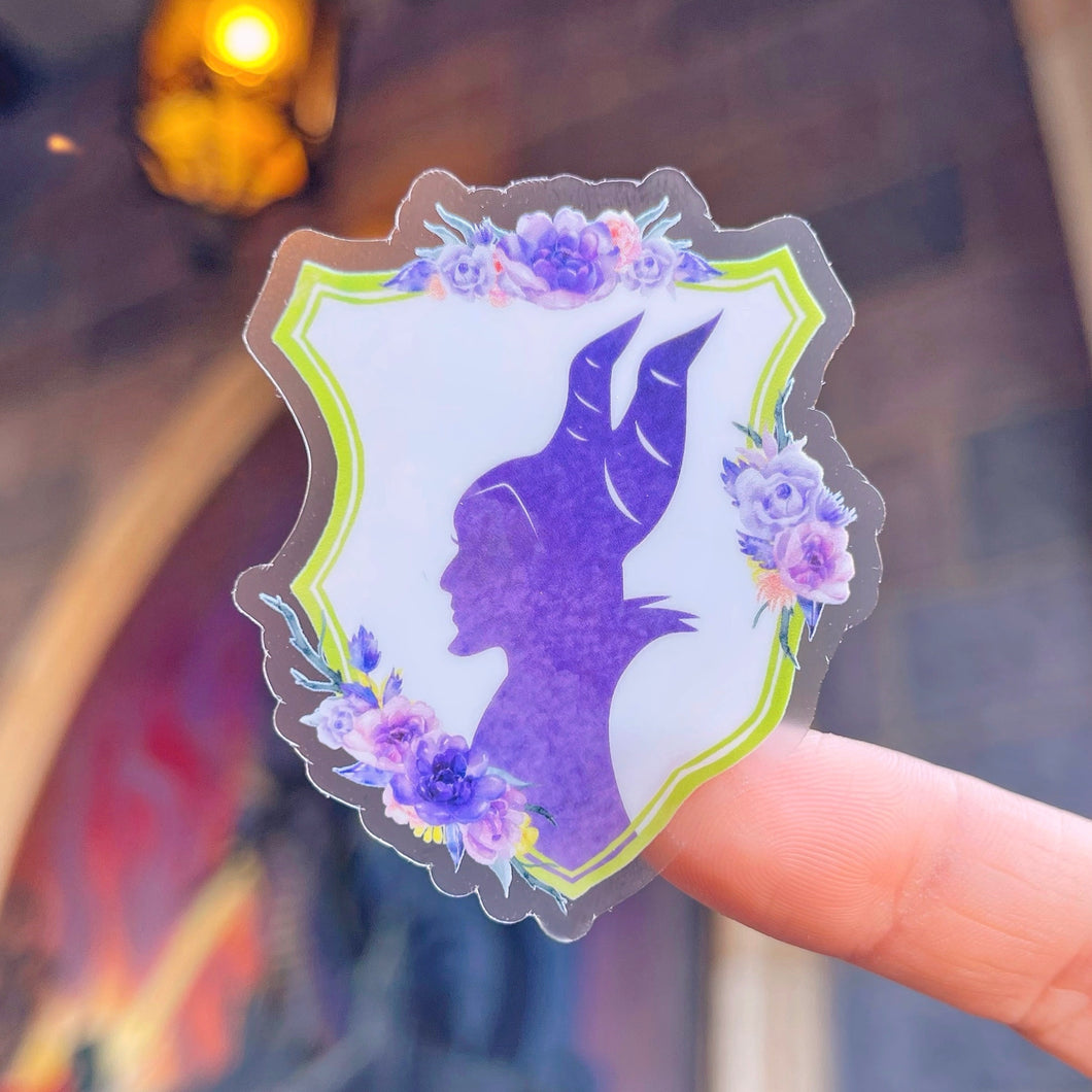 Maleficent Floral Crest Transparent Sticker