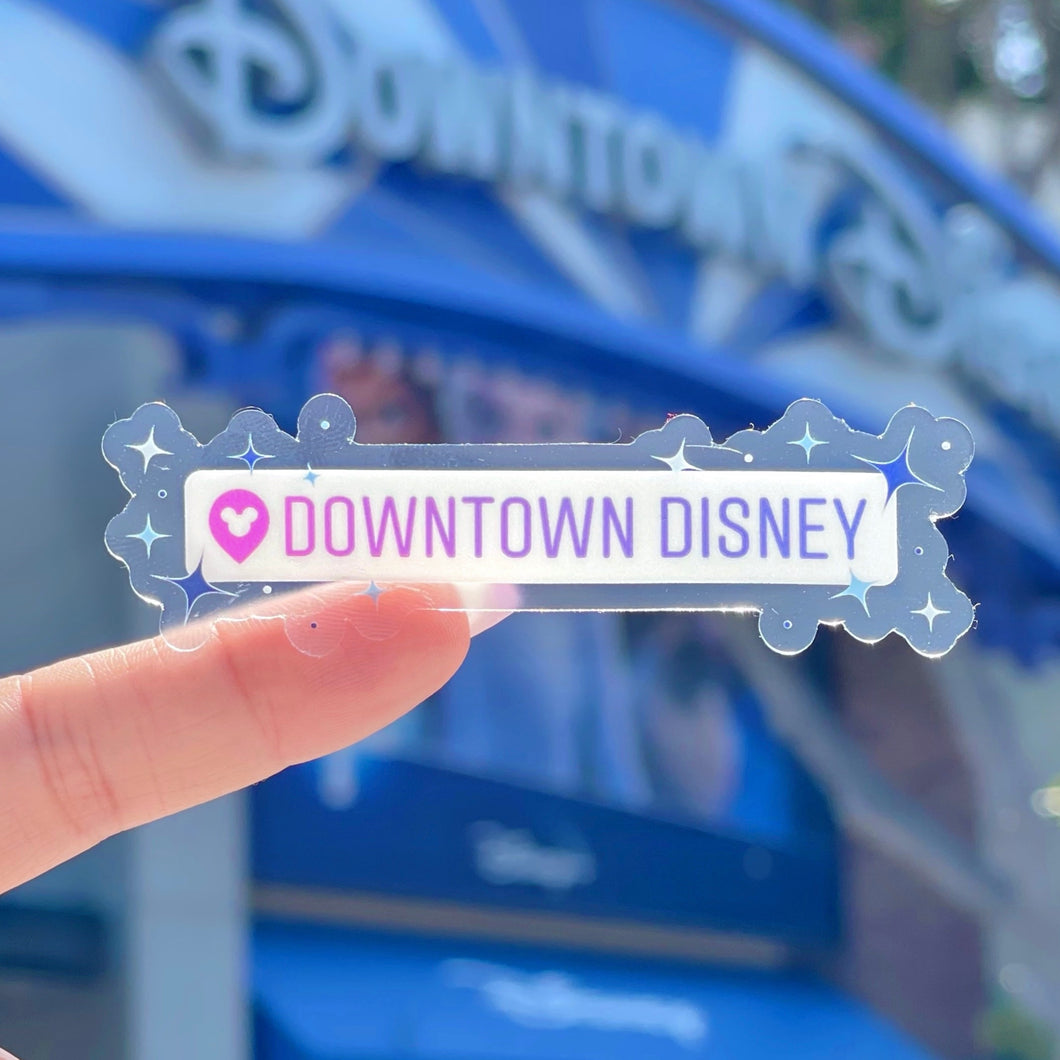 Downtown Disney Destination Drop Pin Transparent Sticker