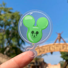 Load image into Gallery viewer, Green Mickey Balloon Transparent Disney Sticker
