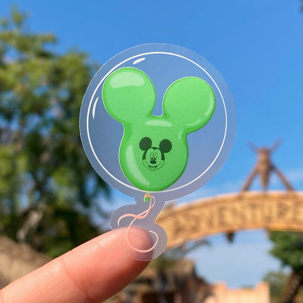 Green Mickey Balloon Transparent Disney Sticker