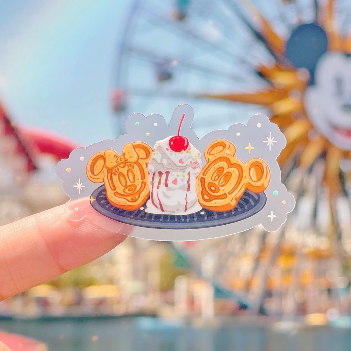 Mickey Waffle Sticker Mickey & Minnie Waffle Sundae Transparent Sticker – Wish Upon Magic