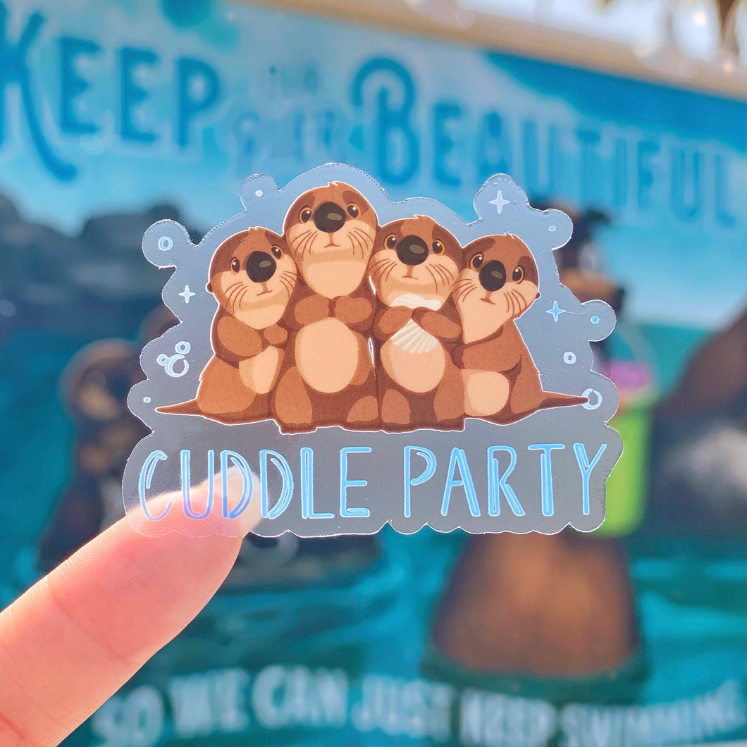 Otters Cuddle Party Transparent Sticker