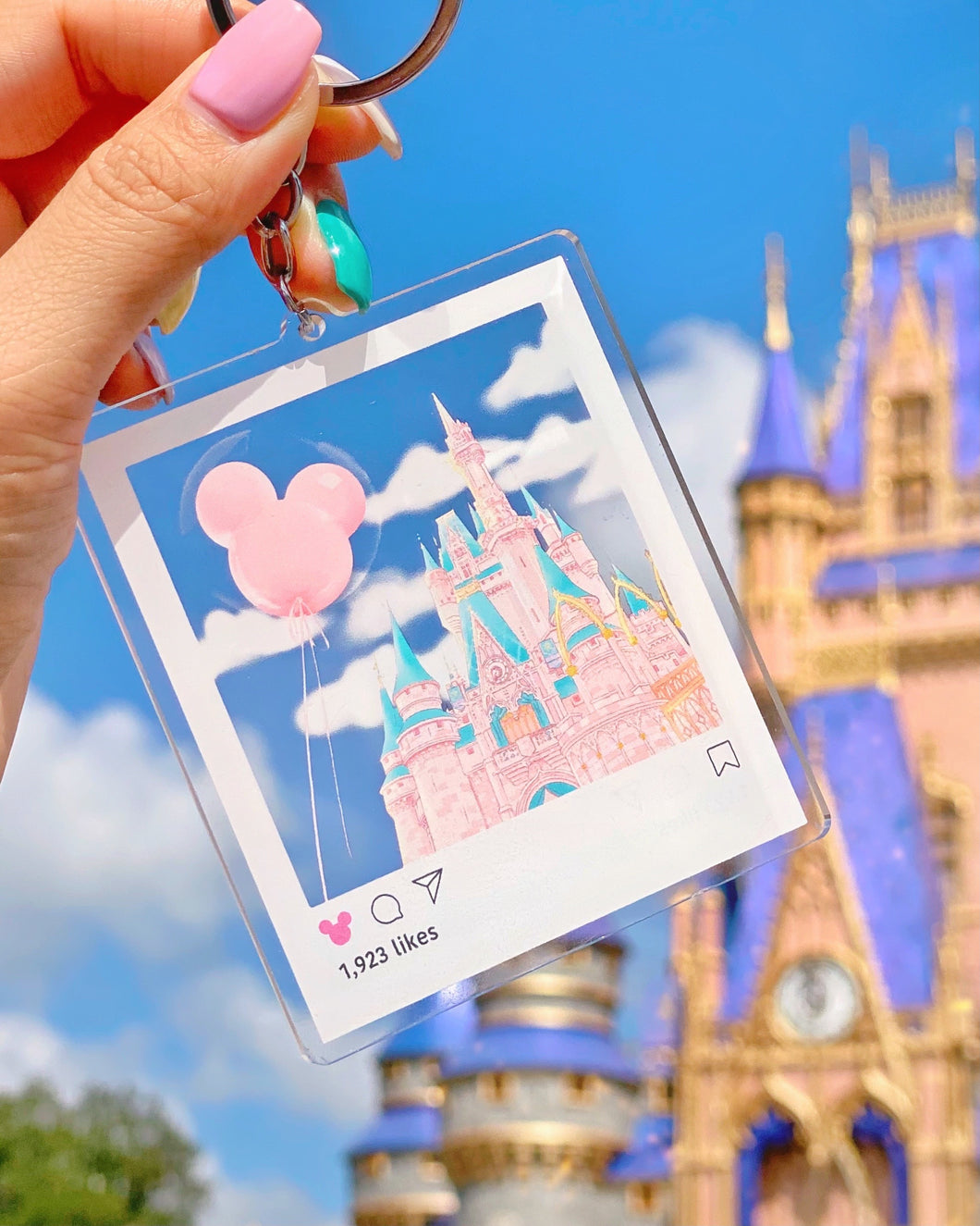 Cinderella Castle View Instagram Frame Acrylic Charm