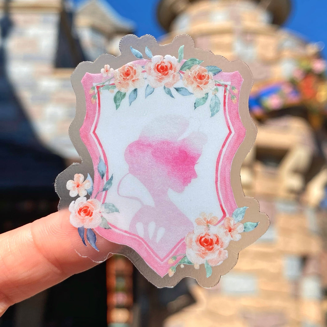Snow White Floral Crest Transparent Sticker