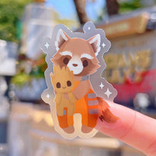 Load image into Gallery viewer, Rocket with Groot Plushie Transparent  Sticker
