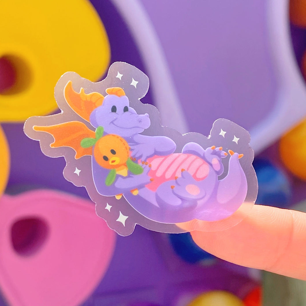 Figment with Orange Bird Plushie Transparent Sticker