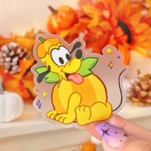 Load image into Gallery viewer, Spooky Pluto Pumpkin Transparent Sticker
