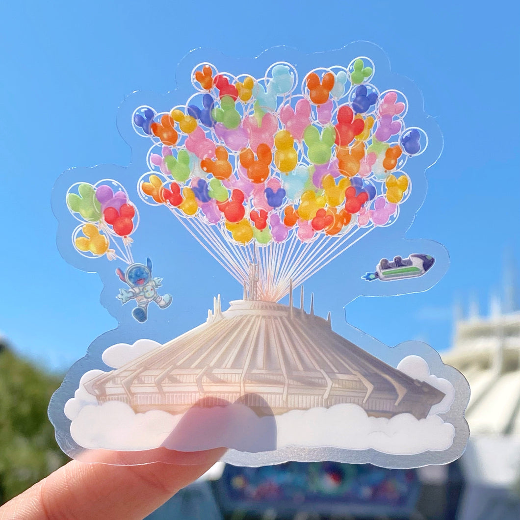 Space Mountain Mickey Balloons Transparent Sticker