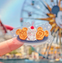 Load image into Gallery viewer, Mickey &amp; Minnie Waffle Sundae Transparent Sticker
