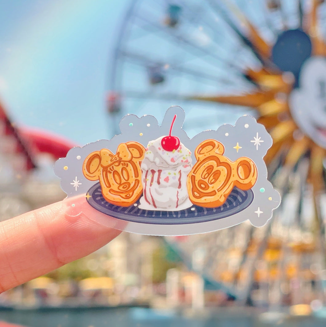 Mickey & Minnie Waffle Sundae Transparent Sticker