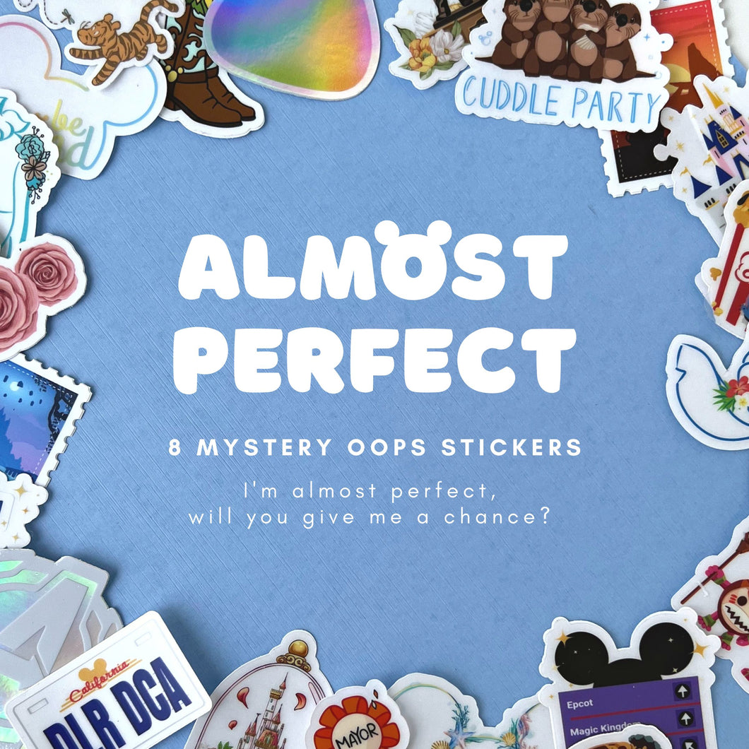 8 Pack Imperfect Oops Mystery (7 Stickers + 1 Decal/Sheet/Magnet)