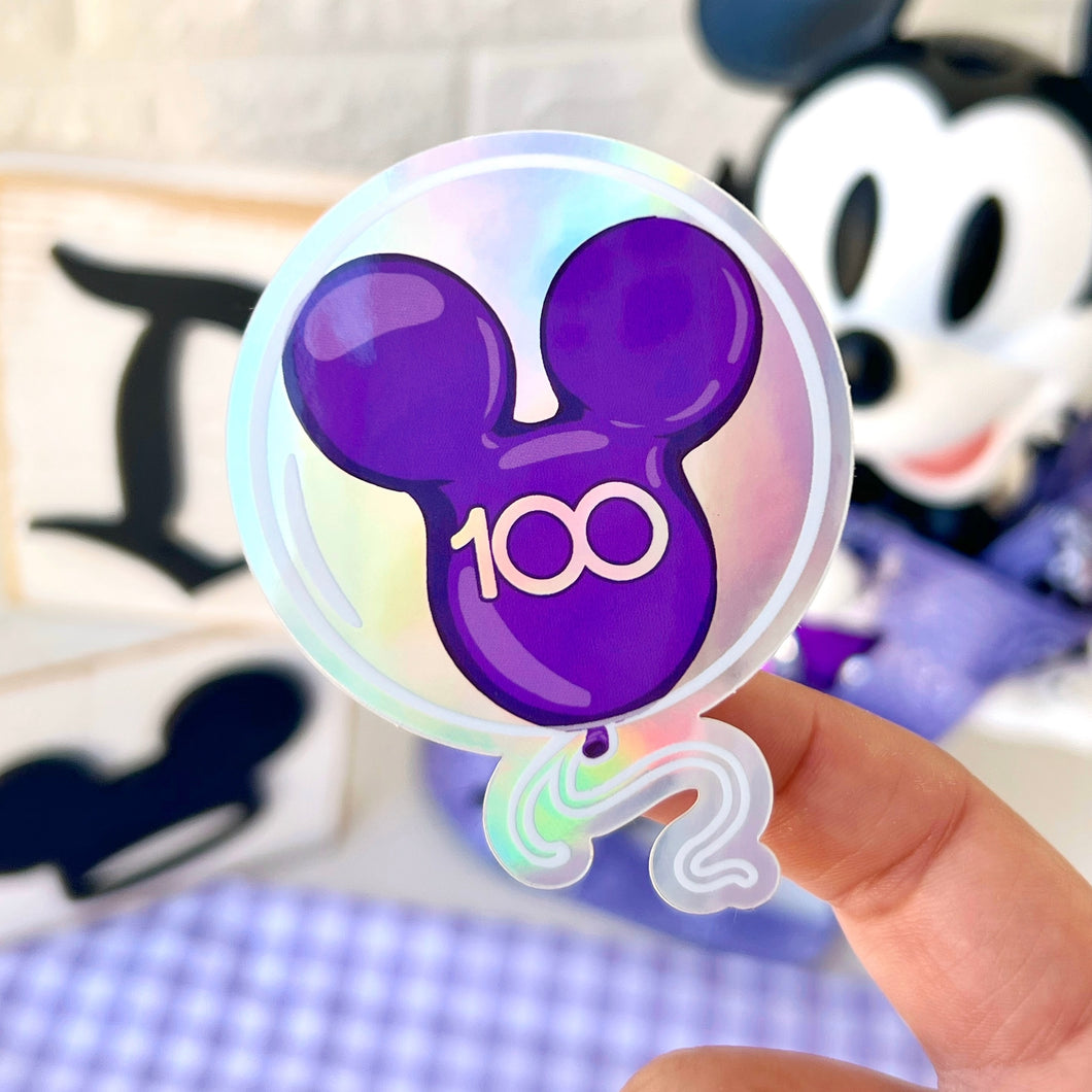 100 Celebration Mickey Balloon Holographic Sticker